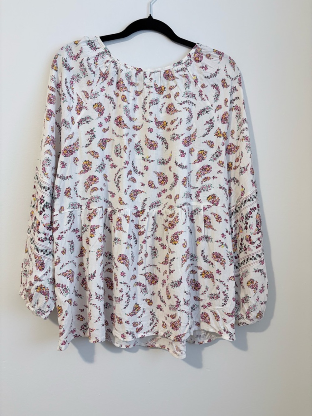 Boho Peasant Blouse XL Floral Tassel Cottagecore Festival Romantic Top - Picture 4 of 8